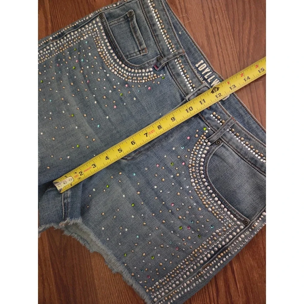 Idyllwind Miranda Lambert Studded Rhinestone Denim Shorts Blue Size 12 Cut Off